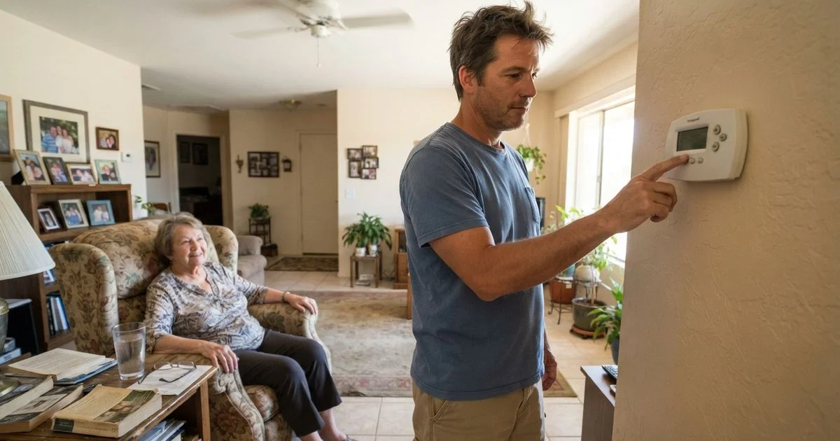 Helping an aging parent or senior with HVAC problems in Phoenix heat
